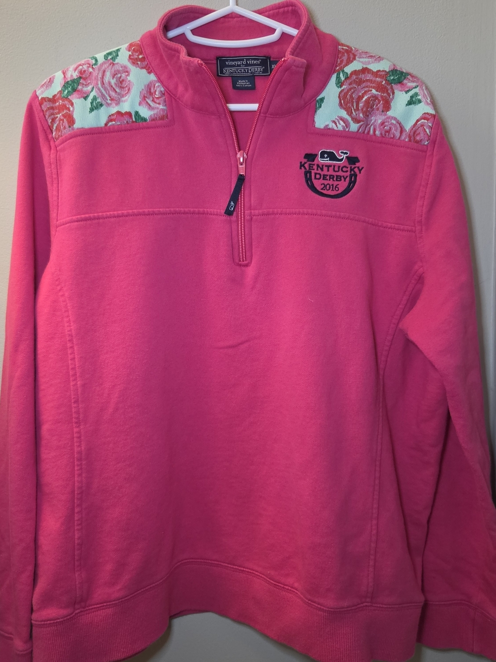 Limited Edition Vineyard Vines x Kentucky Derby "Run for the Roses" 1/4 Zip XL